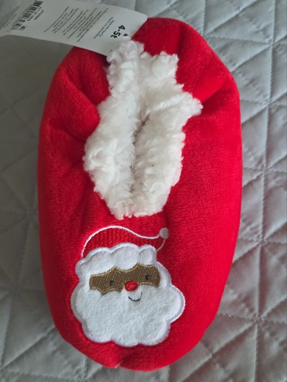 Carter's Red Santa Plush Slipper with White Faux-Fur Cuff